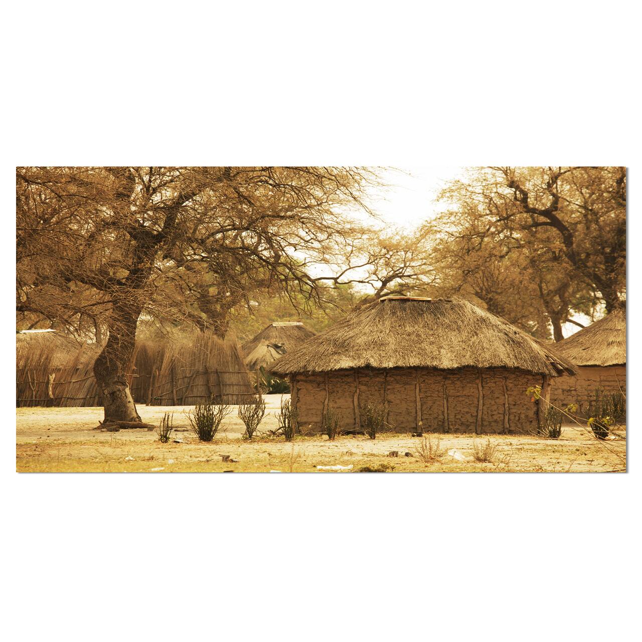 Designart - Beautiful Rural African Huts - Oversized Landscape Canvas Art